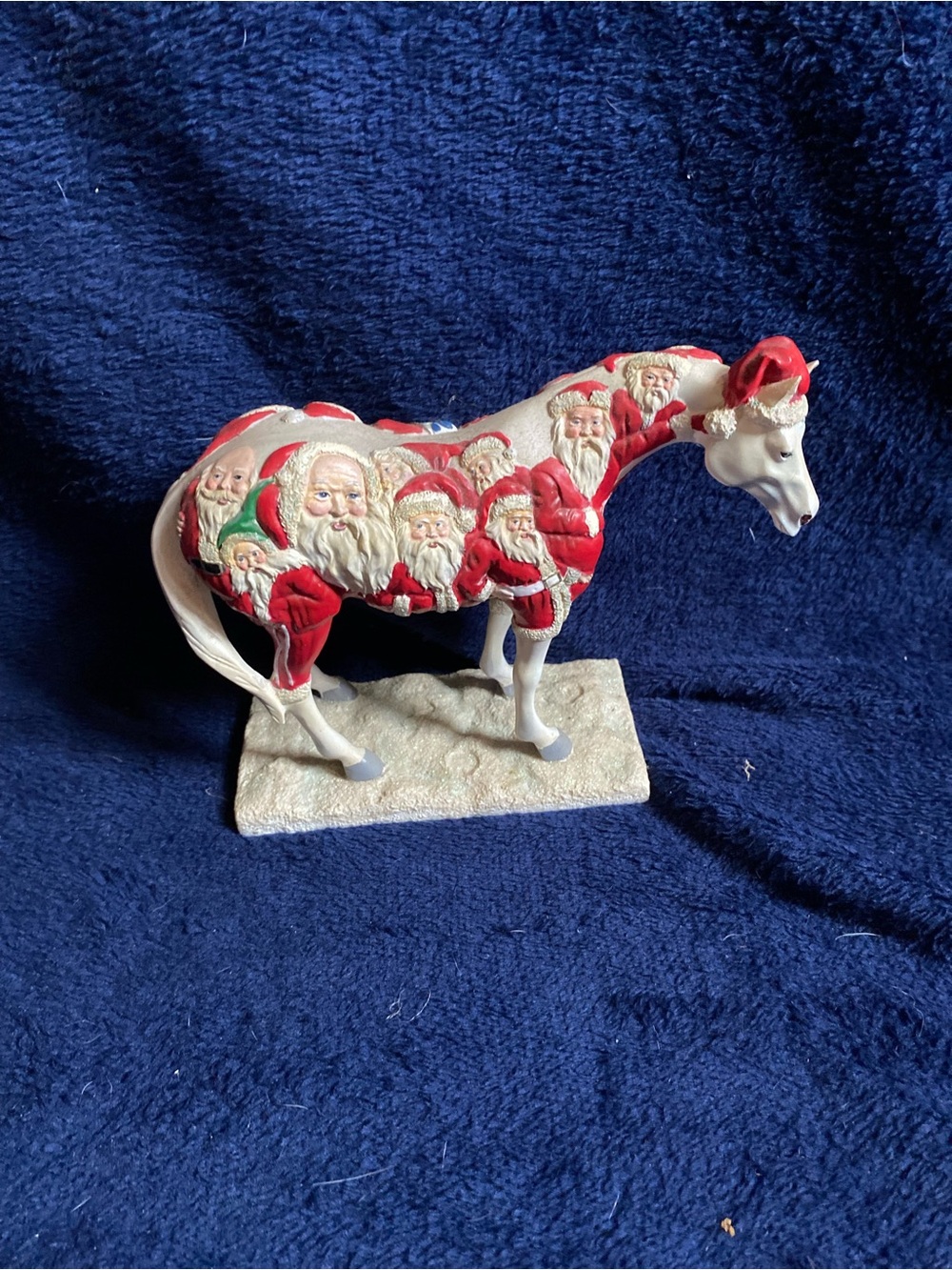 Festive Santa Pattern Holiday Horse Figurine - Red and White